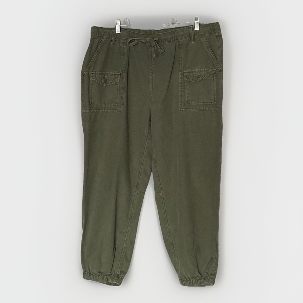 Aerie Women XL Olive Green Pull On Jogger Pants Cotton Lyocell Lounge 38x26